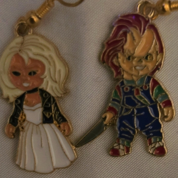 NEW! Chucky & Tiffany Earrings! Perfect for Halloween! Excellent Color  Details! - Picture 2 of 4